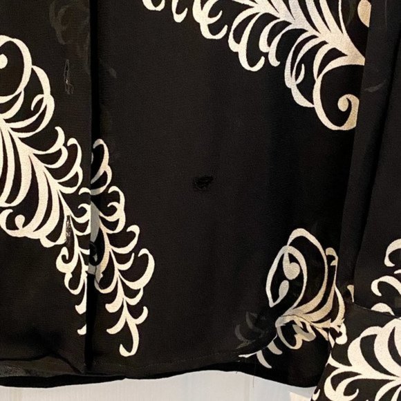 Prada Feather black and white print sheer crepe shirt $1400 - Picture 10 of 11